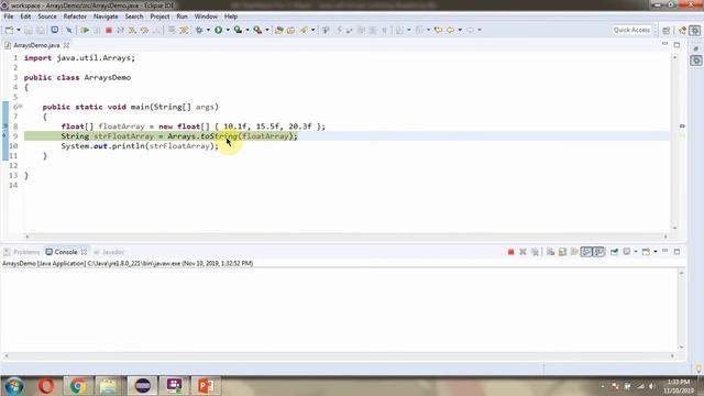 How to use toString(float[] a) method of Java.util.Arrays Class? смотреть онлайн