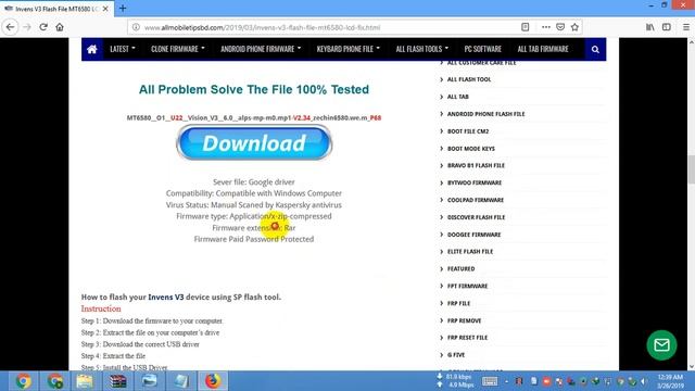 Invens V3 Flash File MT6580 LCD Fix Hang Logo & Dead Recovery Firmware смотреть онлайн