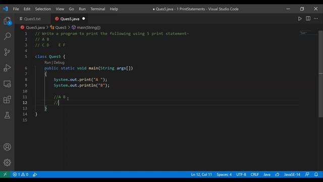 Print a pattern given a contraint(use 5 print statements) | Java | Print Statements | Question 5 смотреть онлайн