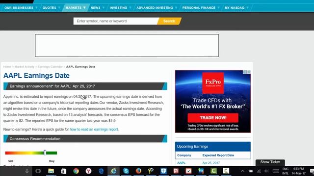 Публичный отчет компании: как узнать дату выхода? Earnings Calendar на Nasdaq. Инструменты инвестор