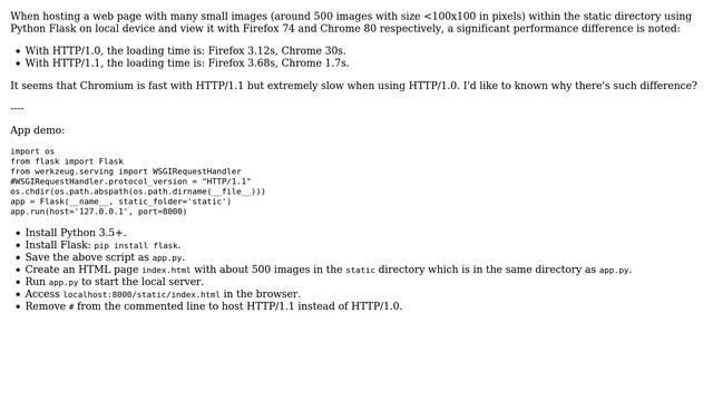 Significant performance difference for downloading images with HTTP/1.1 and HTTP/1.0 using... смотреть онлайн