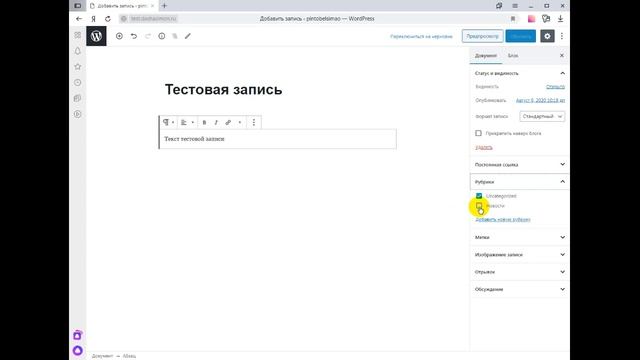 Опубликовать запись и разместить ее в меню на сайте wordpress смотреть онлайн