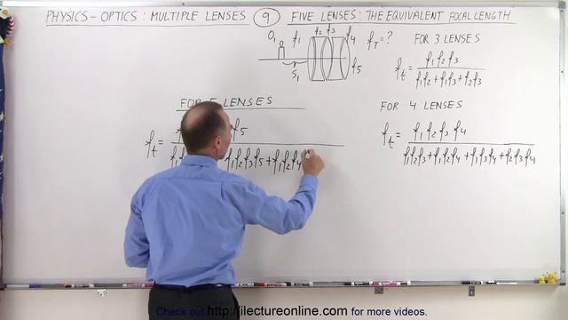 Physics 55.4 Optics- Multiple Lenses (9 of 12) Five Lenses: The Equilvalent Focal Length смотреть онлайн