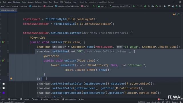 ANDROID - SNACK BAR TUTORIAL IN JAVA. смотреть онлайн