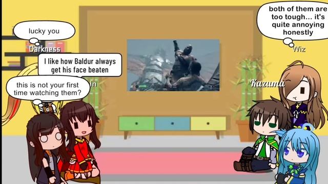 Konosuba React to God of war Kratos VS Baldur (part 2) смотреть онлайн