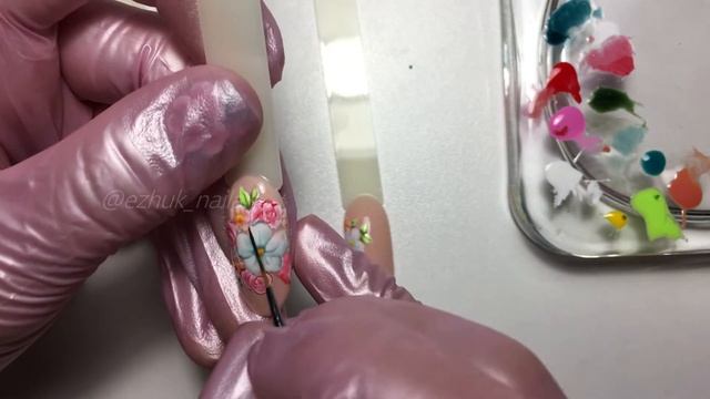 Маникюр ко дню Святого Валентина/ МК цветы/ дизайн ногтей для новичков смотреть онлайн