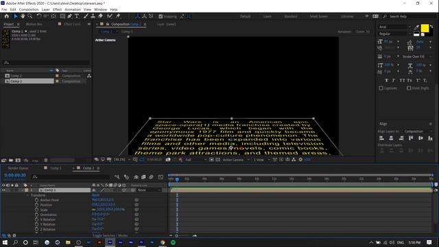 Star Wars Intro Title Crawl Effect - After Effects CC Tutorial (2020)