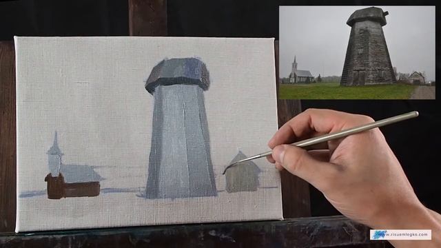Летний пейзаж. Архитектура. Как рисовать дома смотреть онлайн