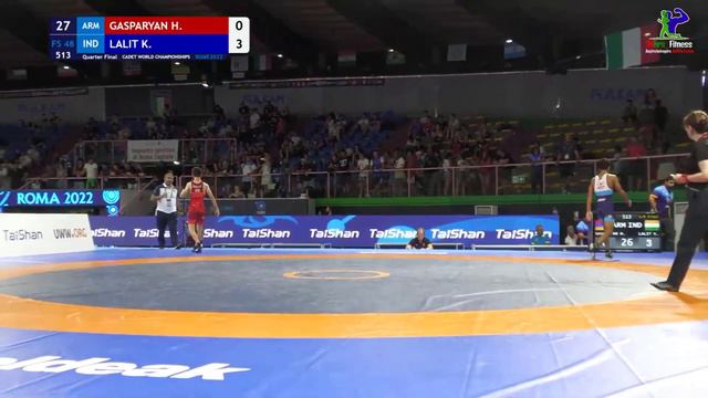 QF FS 48KG |GASPARYAN H. (ARM) VS LALIT K. (IND) | CADET WORLD WRESTLING CHAMPIONSHIP ROMA 2022| смотреть онлайн