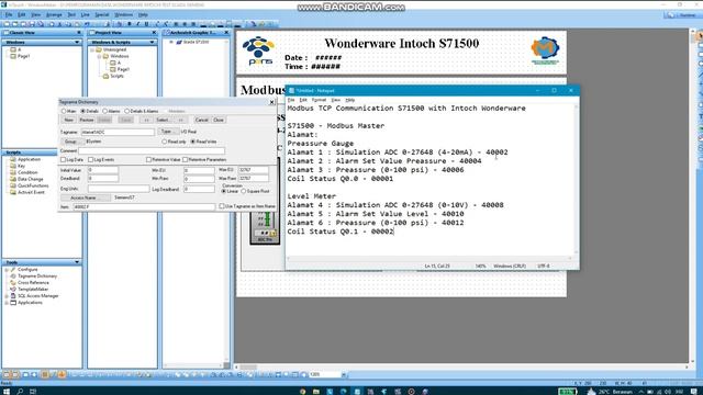 Wonderware Intoch Scada Communication with PLC Siemens S71500 Analog Scale- Modbus TCP/IP смотреть онлайн