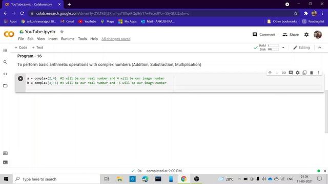 Program 16 | Python | Google Colab | Programming | Ankush Rana смотреть онлайн