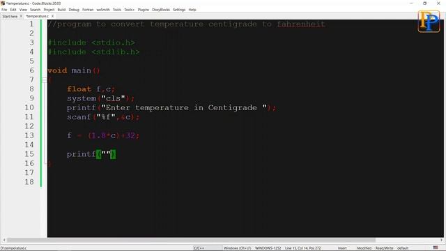 Temperature converter in C language | C program to convert Centigrade to fahrenheit | practice смотреть онлайн