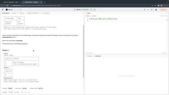 #LeetcodeSQL50 - 5 Invalid Tweets SELECT| FROM | WHERE | LENGTH смотреть онлайн