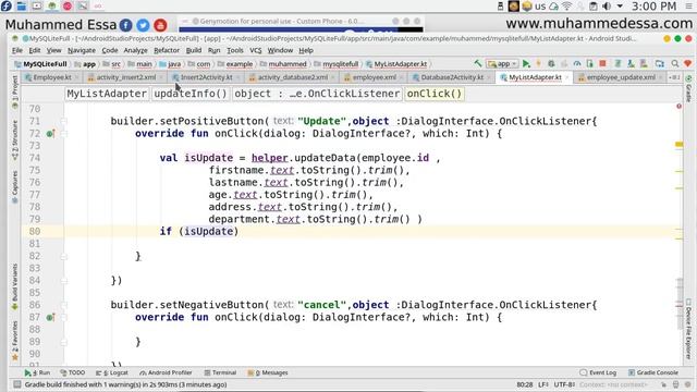42 Kotlin android SQLite Update Database смотреть онлайн