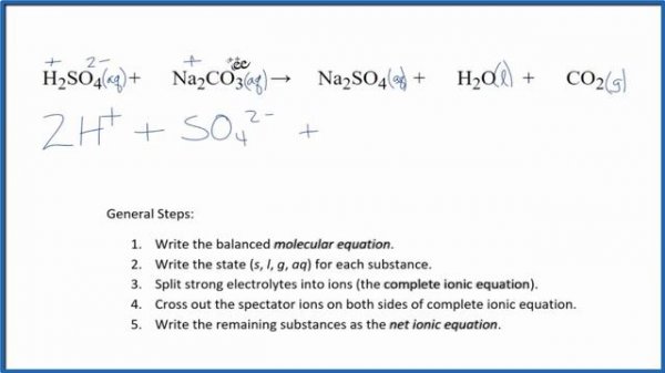 How to Write the Net Ionic Equation for H2SO4 + Na2CO3 = Na2SO4 + H2O + CO2