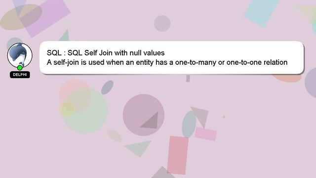 SQL : SQL Self Join with null values смотреть онлайн
