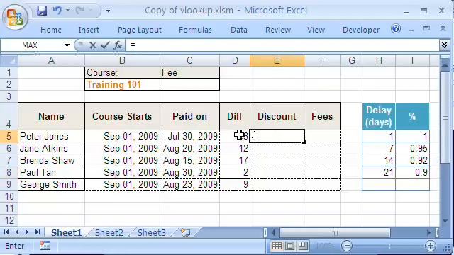 Microsoft Excel Vlookup function to assign discounts based on difference between two dates смотреть онлайн