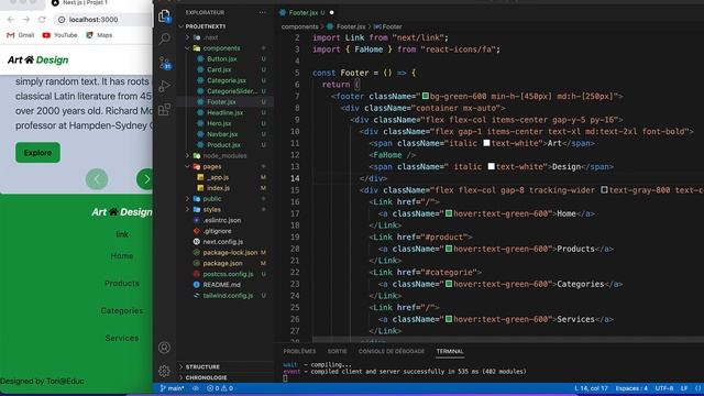 Build a Responsive Website using Next js and Tailwind css / Footer. Part -6- смотреть онлайн