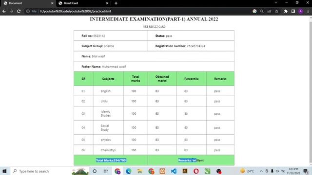 Result Card Design Using HTML CSS | Table Tag Only | Frontend Work смотреть онлайн