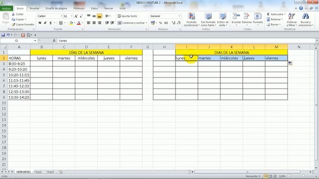 Excel 2010 Básico. CÓMO HACER UN HORARIO SEMANAL смотреть онлайн