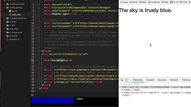 AngularJS 1.6.x Tutorial - 2 - Data binding смотреть онлайн
