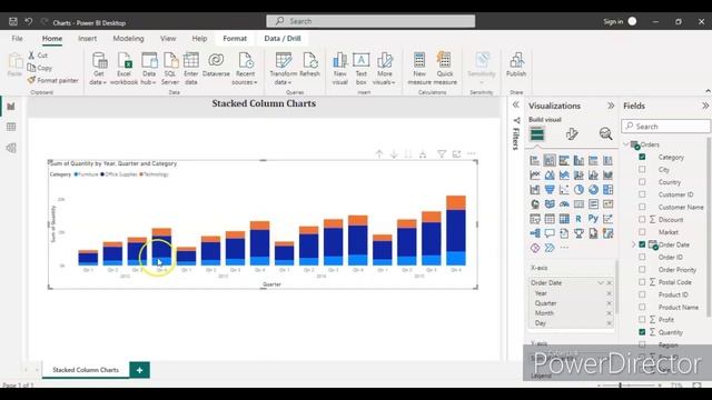 How to Create Stacked column chart in Power BI смотреть онлайн