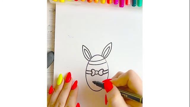 Как нарисовать Пасхальное яичко с ушками Милый рисунок на Пасху смотреть онлайн