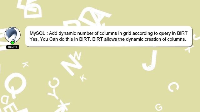 MySQL : Add dynamic number of columns in grid according to query in BIRT смотреть онлайн
