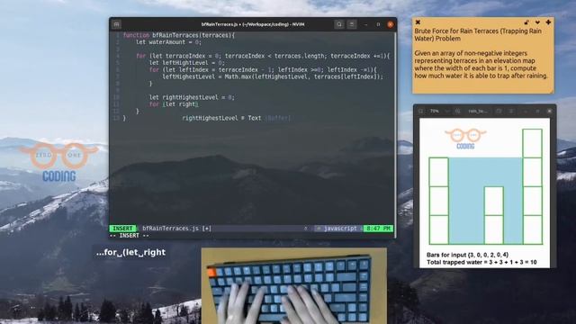 Coding Interview JavaScript - Brute Force for Rain Terraces | Algorithm and Data Structure | ASMR смотреть онлайн
