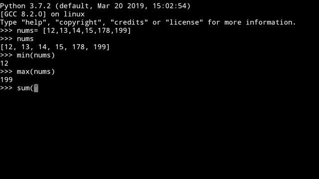 Min, Max, Sum, Sort operator in python смотреть онлайн