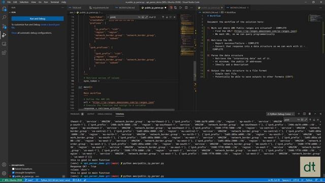 Parsing AWS Public IP API with Python смотреть онлайн
