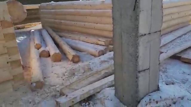 Сруб для бани 5×3 метра, рубка "лапа" полулафет, 3м веранда смотреть онлайн