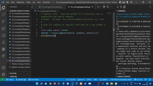 NumPy Logistic Distribution || random.Logistic() with Plot || Python Numpy Tutorial in hindi #23 смотреть онлайн