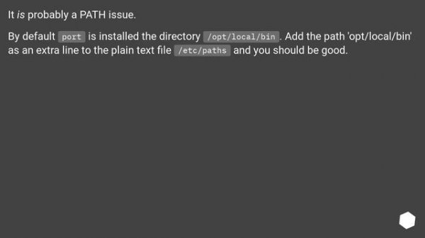 "sudo: port: command not found" after installing MacPorts on Snow leopard