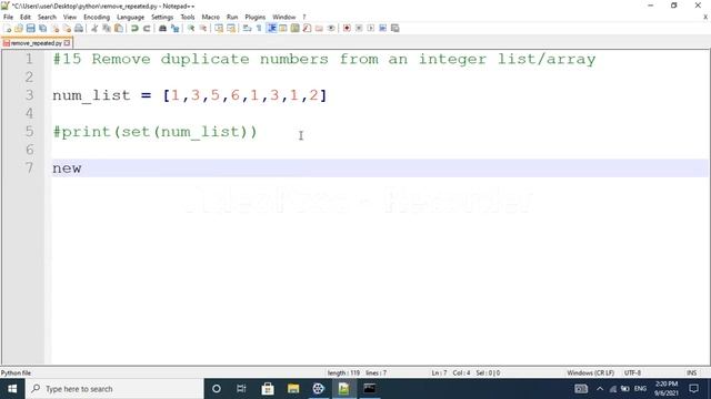 program to remove duplicate numbers from list|Python Interview questions|python for beginners|pytho смотреть онлайн