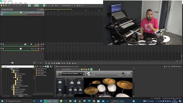 Sampling midi drum data Roland TD1 V making music with ACID pro 11 смотреть онлайн