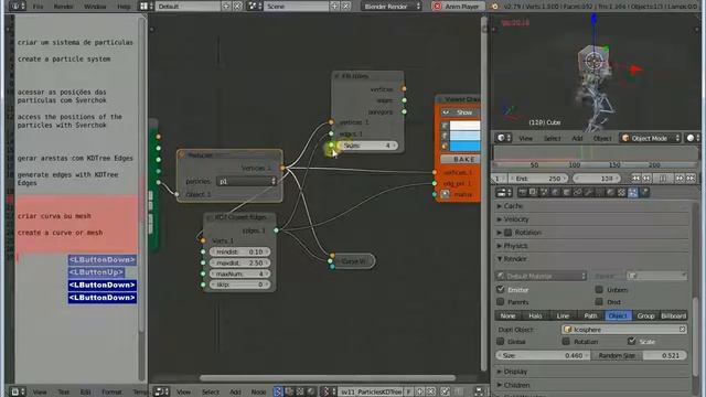 Blender 2.79/Sverchok, Linhas/Objetos 11 Partículas, KDTree Edges смотреть онлайн