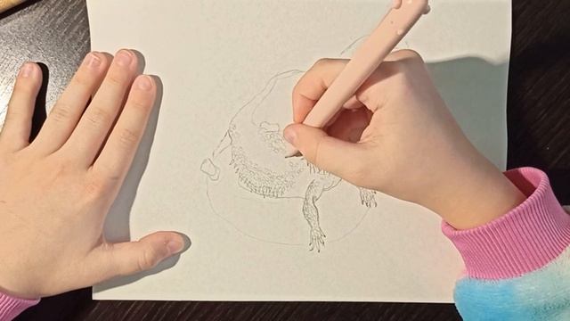 Art-рисунок бородатой агамы. Рисую сама карандашом. смотреть онлайн