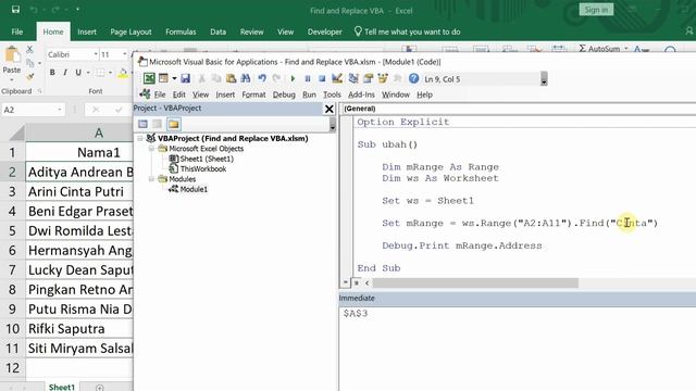 Menggunakan Find dan Replace pada VBA Excel - Part 1 смотреть онлайн