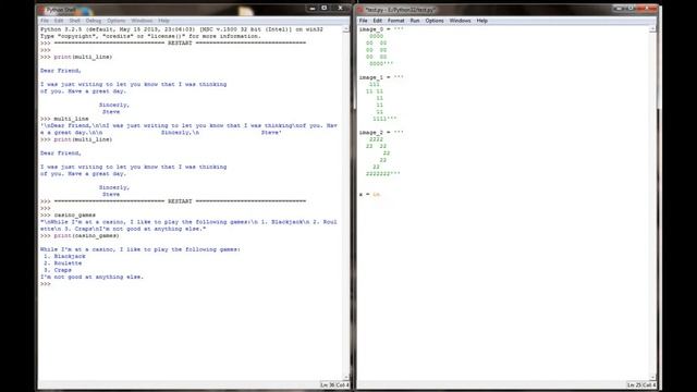 Python Tutorial v3.2.5 Lesson 18 - Multi-Line String Variables and ASCII Art смотреть онлайн