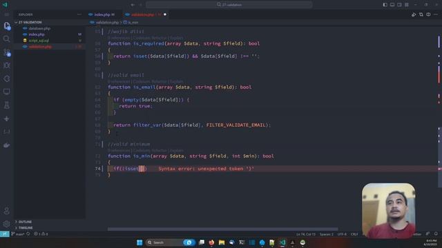 PHP TUTORIAL #78 VALIDATION FUNCTION смотреть онлайн