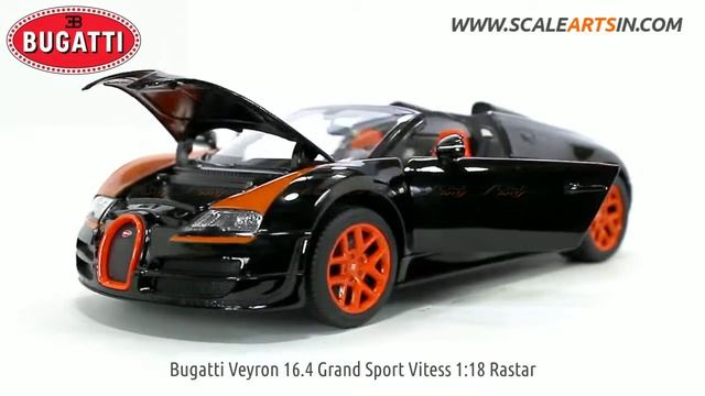 Bugatti Veyron 16.4 Grand Sport Vitess 1:18 Rastar black diecast scale model car scaleartsin смотреть онлайн