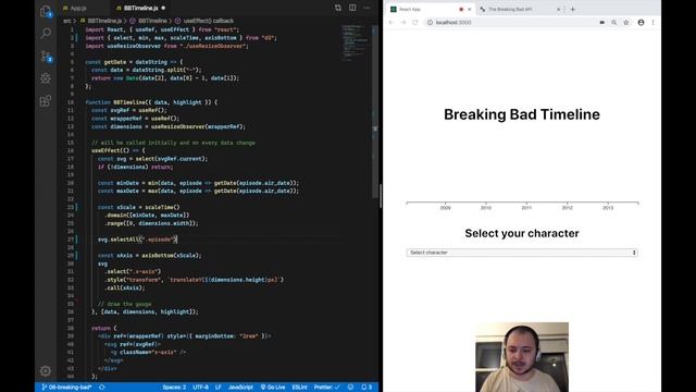Using React (Hooks) with D3 – [08] Breaking Bad Timeline смотреть онлайн