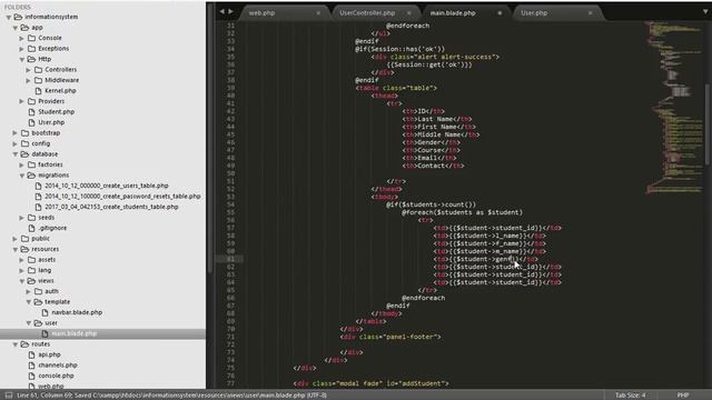 Basic Information System with Laravel 5.4 Tutorial with CRUD functions part 3 смотреть онлайн