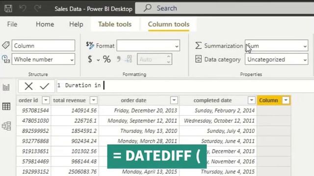 Calculate days between 2 dates with DATEDIFF - Power BI смотреть онлайн