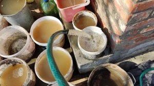 Выкачиваю насосом воду из погреба в апреле!