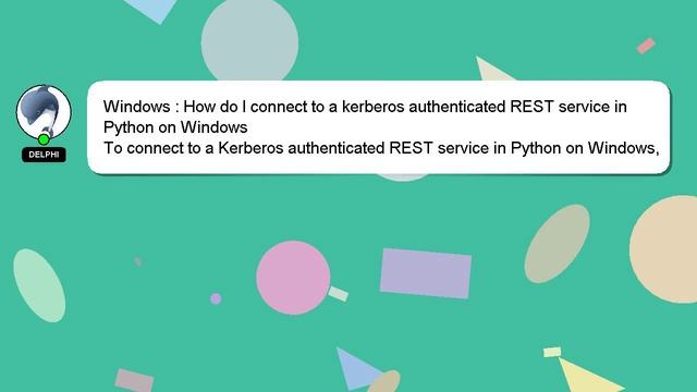 Windows : How do I connect to a kerberos authenticated REST service in Python on Windows смотреть онлайн