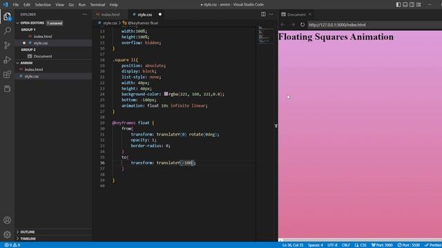 HTML AND CSS ANIMATIONS | ANIMATED BACKGROUND YOU CAN USE ONLY WITH HTML AND CSS | FLOATING SQUARE смотреть онлайн