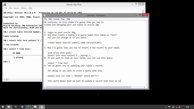 How to create and managing a table record in Oracle 10g смотреть онлайн
