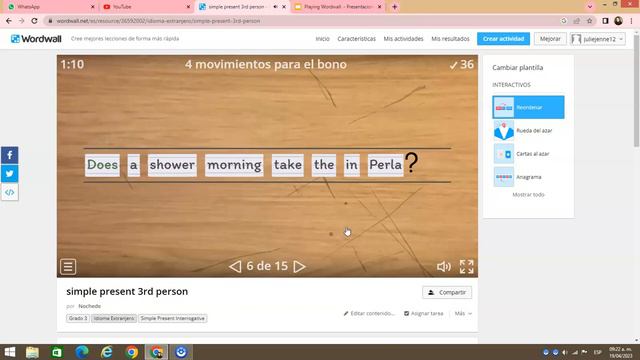 Playing Wordwall (Simple Present Tense)./Jugando Wordwall (Presente Simple). смотреть онлайн